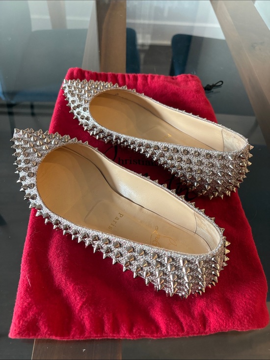 Christian Louboutin Shoes - Christian Louboutin Follies Spikes Flats - Glitter Finish Embellished